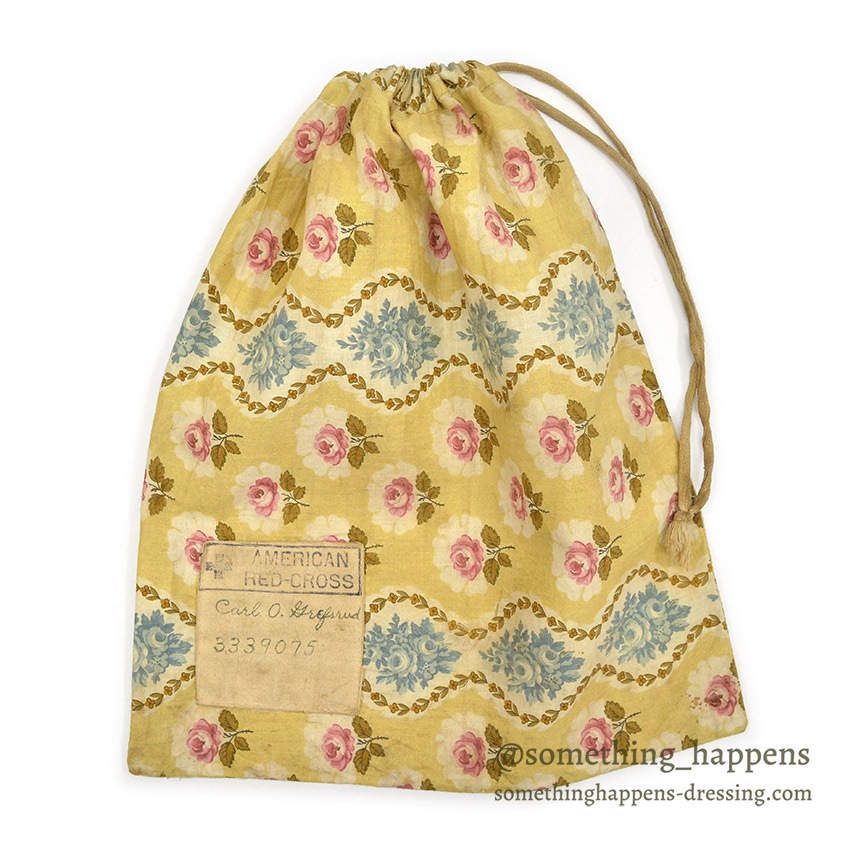 1910's～ WW1 ERA AMERICAN RED CROSS FLORAL FABRIC DITTY BAG ...