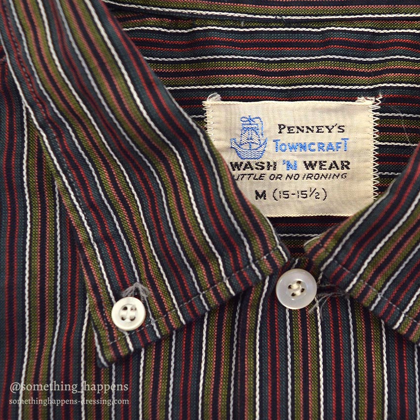1960's TOWNCRAFT MULTI STRIPE B/D SHIRT ... M
