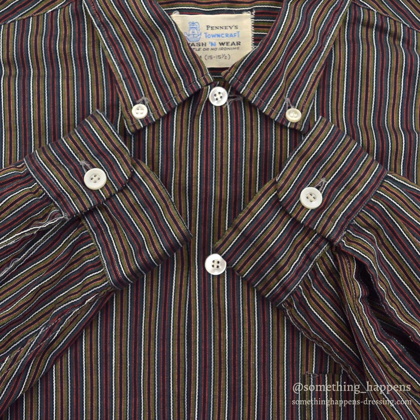 1960's TOWNCRAFT MULTI STRIPE B/D SHIRT ... M