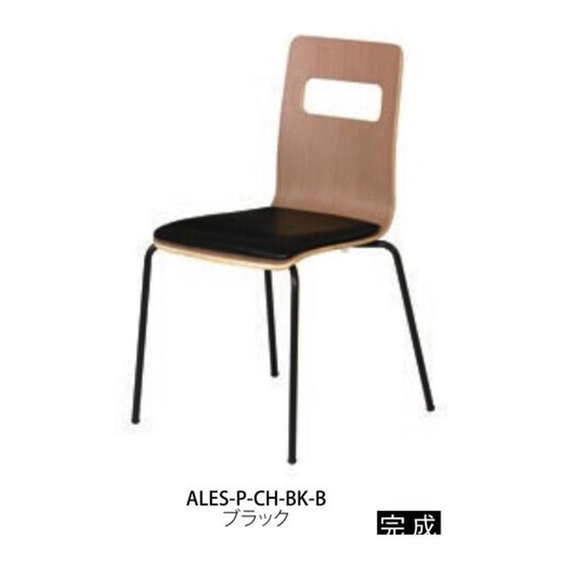 合皮張りチェアパッド付黒塗装脚　ALES-HP-B