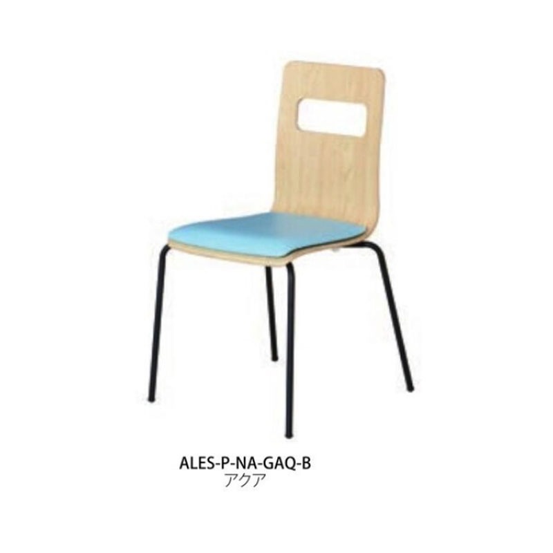 合皮抗菌仕様チェアパッド付黒塗装脚 ALES-HP-B