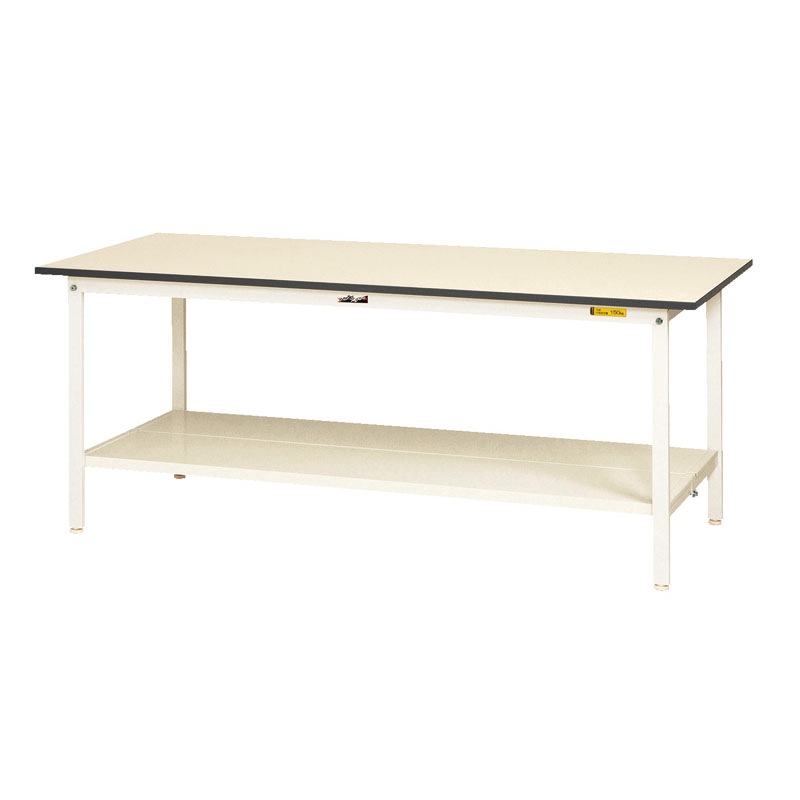 ワークテーブル　150シリーズ　固定式　全面棚板付　H740　900×900　SUP-990TT-WW