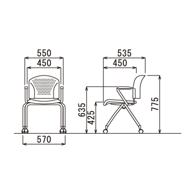 肘付きキャスタータイプ MC-334G グレーシェル