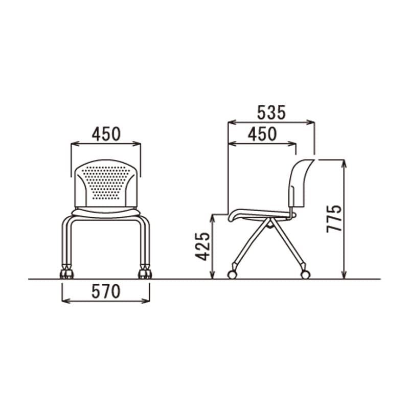 肘なしキャスタータイプ MC-324W　ホワイトシェル