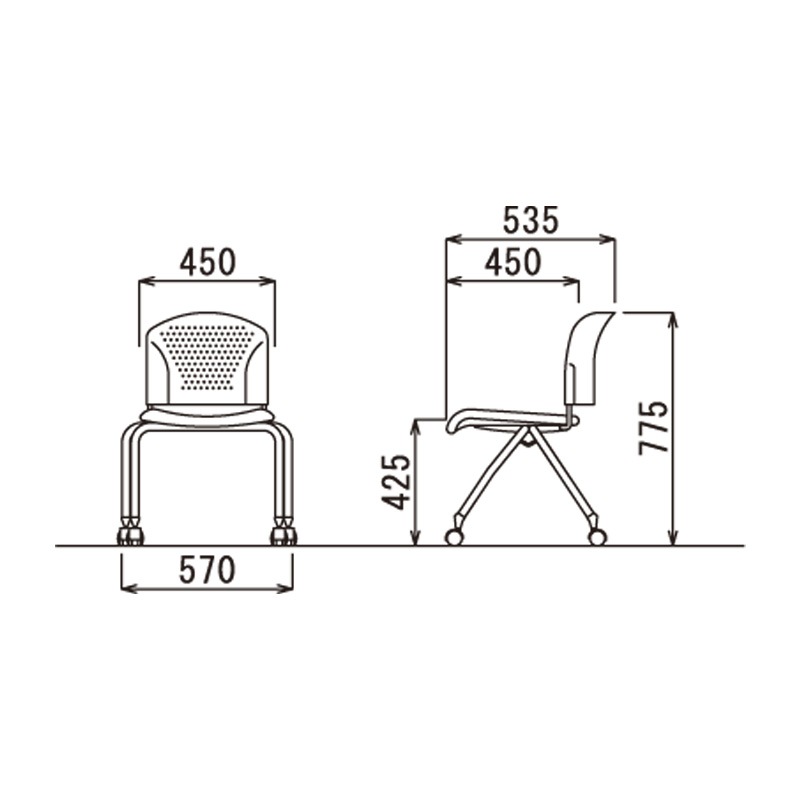 肘なしキャスタータイプ MC-324G　グレーシェル