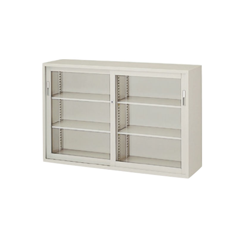 Ａ4判対応書庫　引違い書庫（ガラス戸）　HG611-AW　幅1760　ウォームホワイト