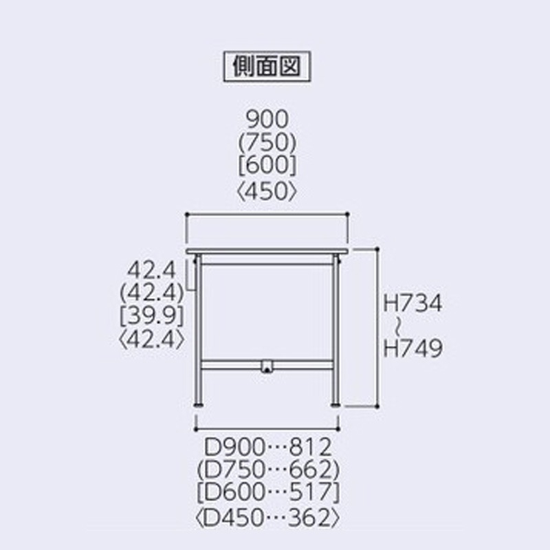 ワークテーブル　150シリーズ　固定式　半面棚板付　H740　1500×900　SUP-1590T-WW