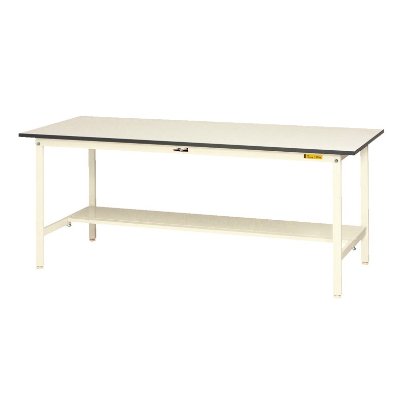 ワークテーブル　150シリーズ　固定式　半面棚板付　H740　1500×750　SUP-1575T-WW