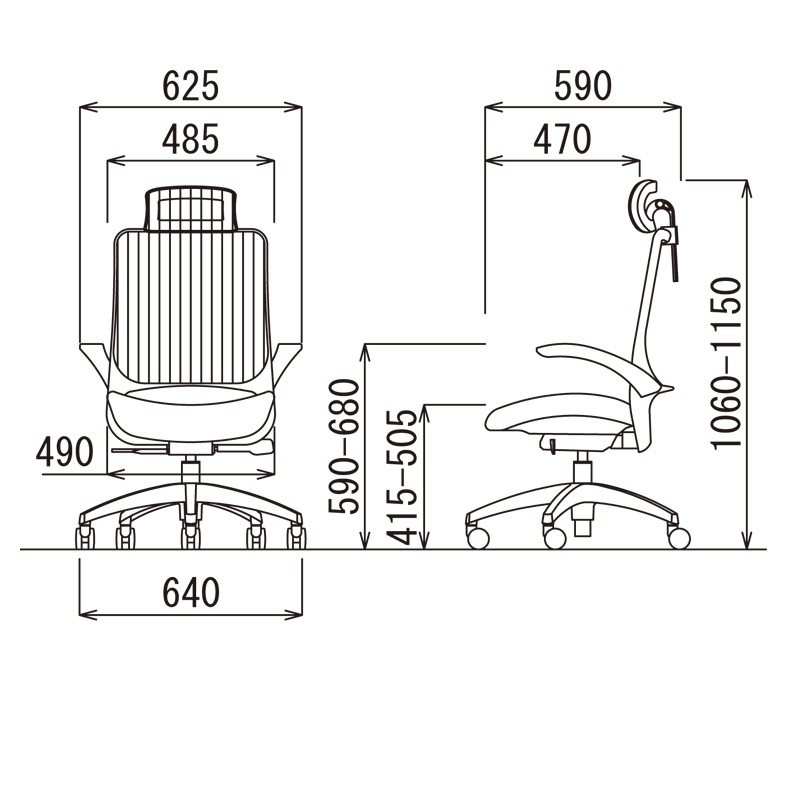 ヘッドレスト付きはね上げ肘付きタイプ アルミ脚 MS-1695AUHGR（F12）