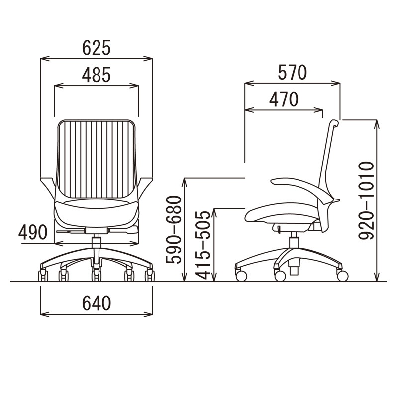 肘付きタイプ 樹脂脚 MS-1615GR（F12)