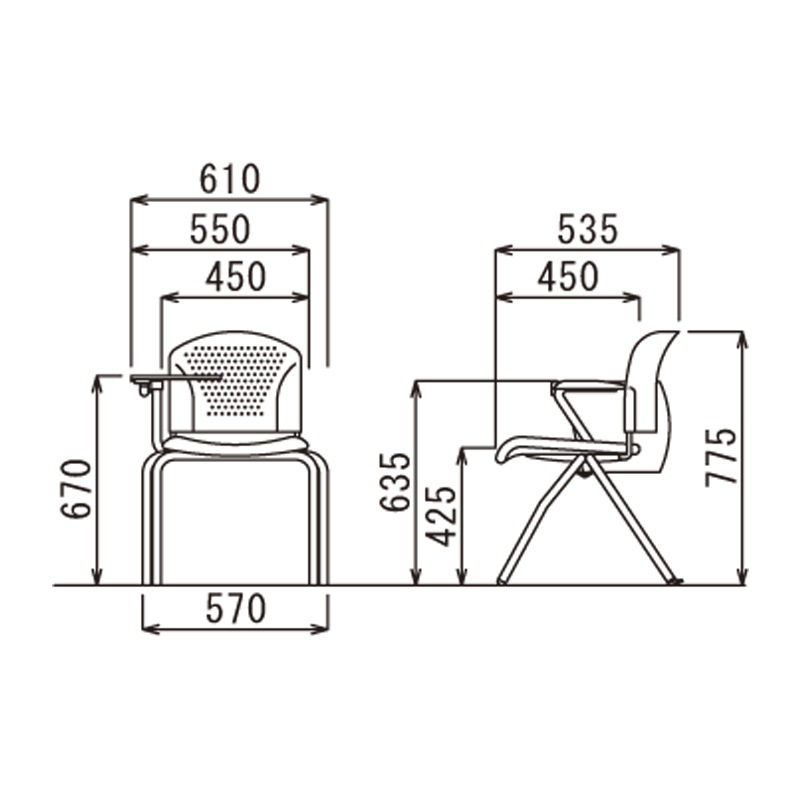 メモ台付き片肘タイプ MC-304TW　ホワイトシェル