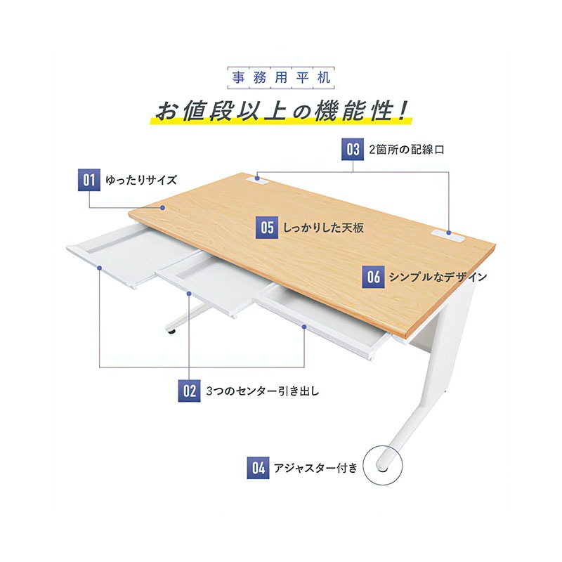事務用ナチュラル平机（W1400×D700×H700）KDN-147H