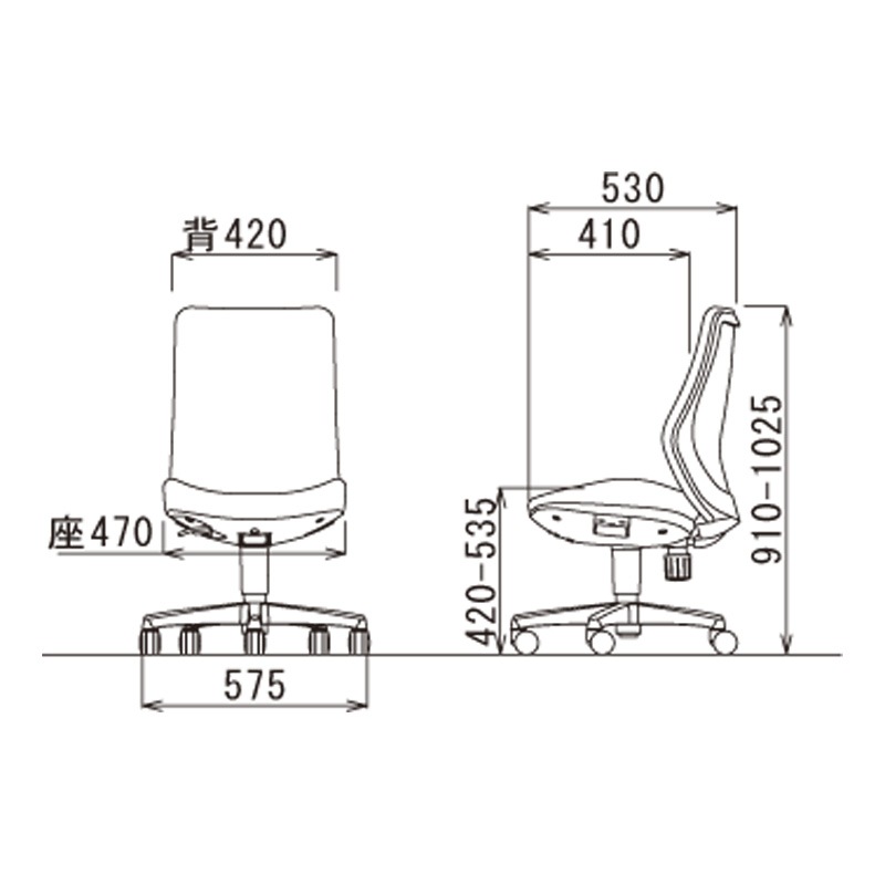 ミドルバック肘なしタイプ OA-3125（FG3）