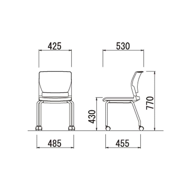 肘なしキャスタータイプ MC-255W　ホワイトシェル