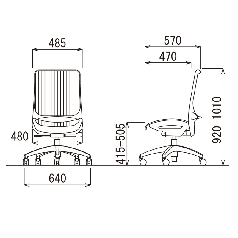肘なしタイプ アルミ脚 MS-1645BK（M12）