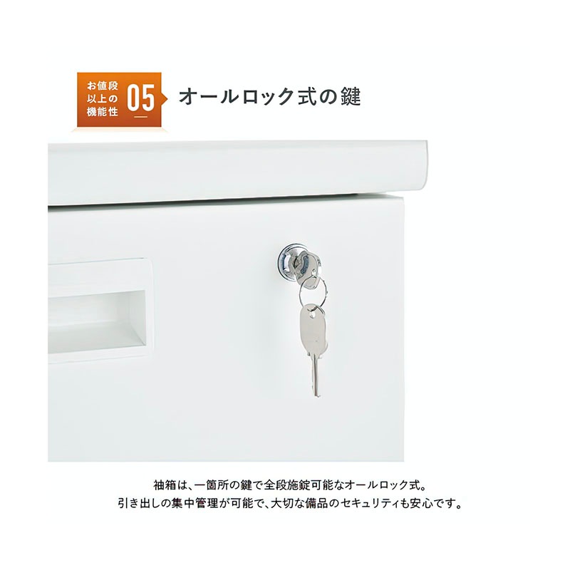 事務用ホワイト片袖机（W1100×D700×H700）KDW-117S