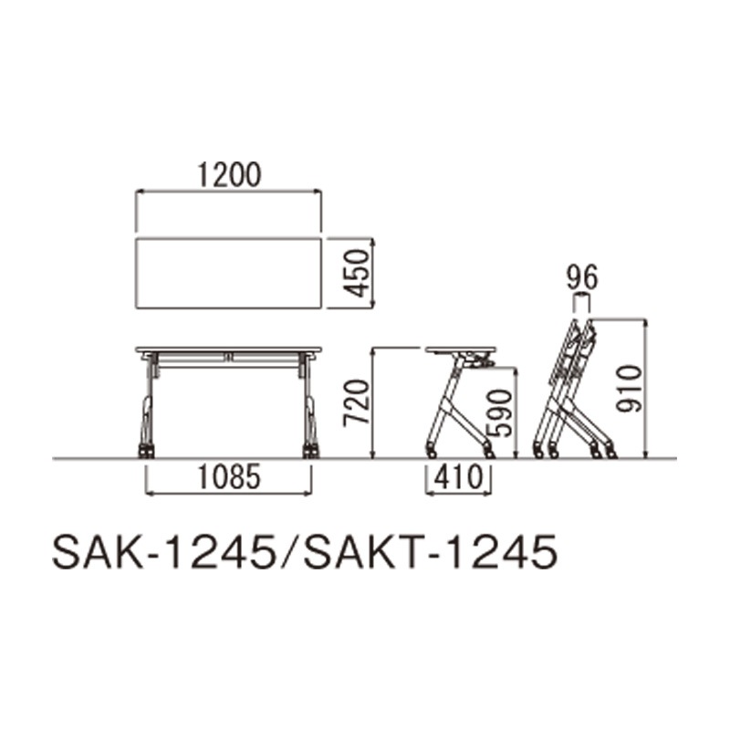 SAKテーブル（棚なし・パネルなしタイプ）SAK-1245（M4）