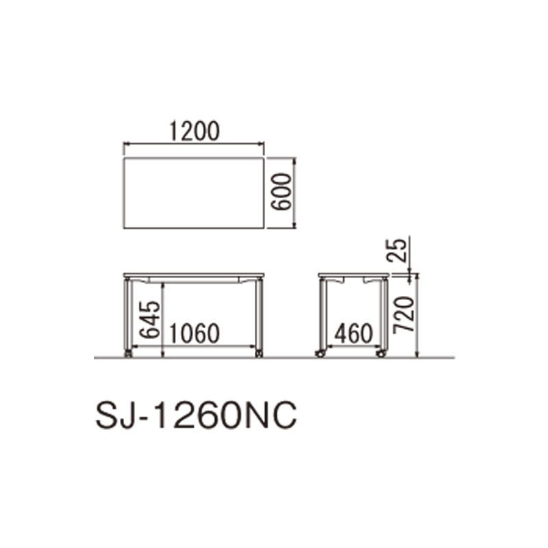 SJテーブル（キャスタータイプ）H720　SJ-1260NC（M13）（M4）