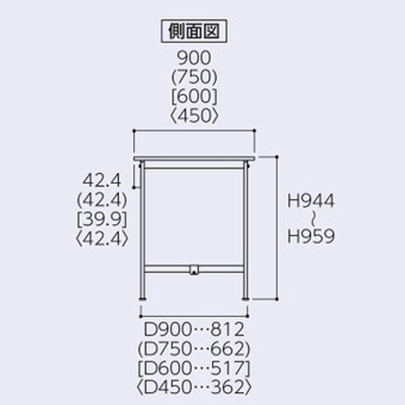 ワークテーブル　150シリーズ　固定式　H950　半面棚板付　1200×750　SUPH-1275T-WW