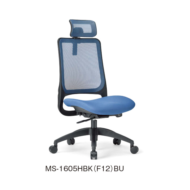 ヘッドレスト付き肘なしタイプ 樹脂脚 MS-1605HBK(F12)