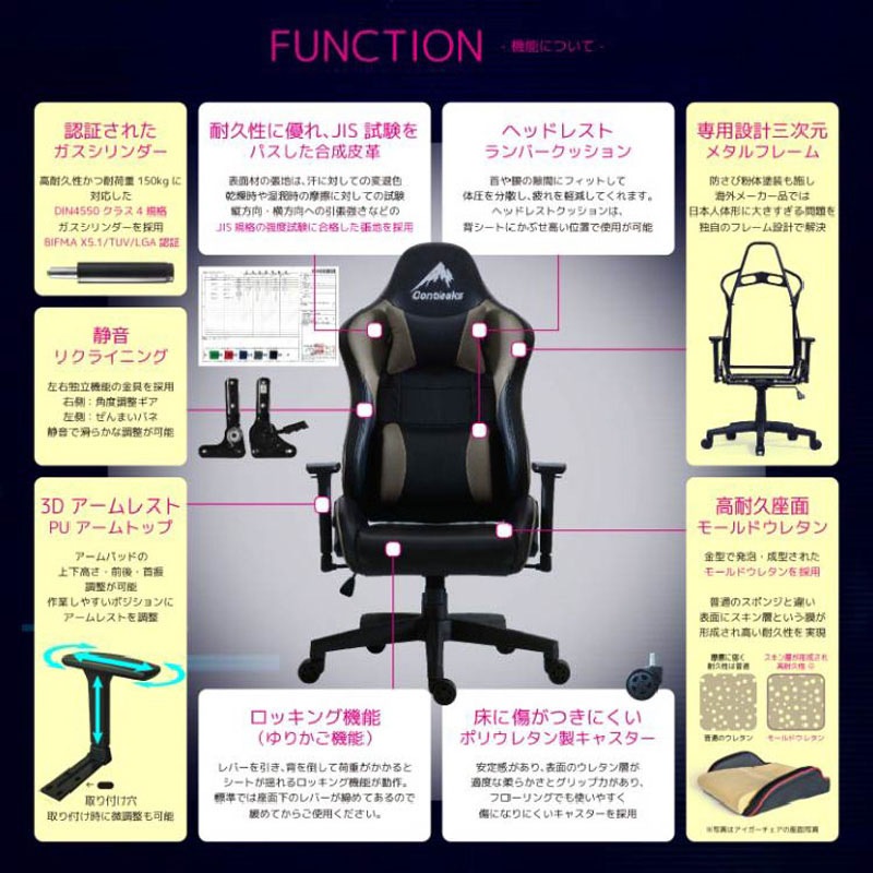 【お値引き対象外の商品】　アイガー ゲーミングチェア グレー 314480