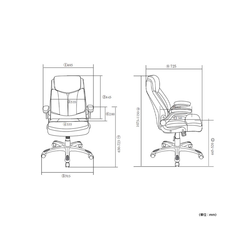 マネージメントチェアEI（W695×D725×H1075-1150）　EI-1960