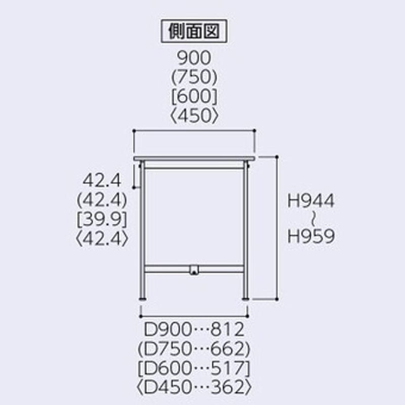 ワークテーブル　150シリーズ　固定式　H950　半面棚板付　900×600　SUPH-960T-WW