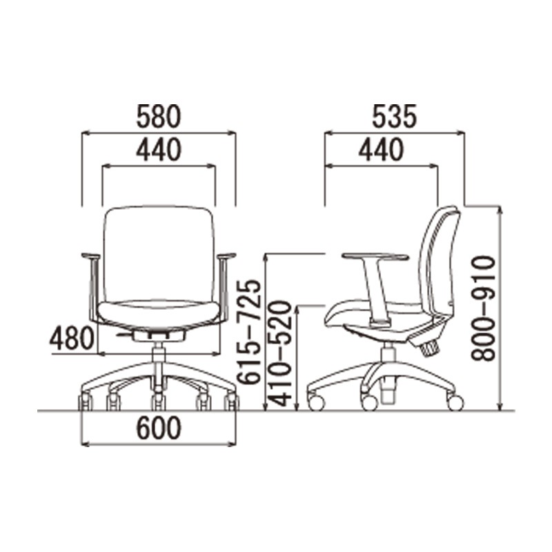 ローバックT型肘タイプ OA-2115TJ(FG3)(VG1)