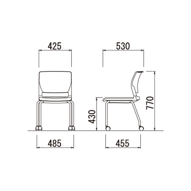肘なしキャスタータイプ MC-255G グレーシェル