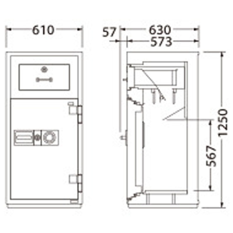 投入式耐火金庫 PSGシリーズ 100万変換ダイヤル式 PSG-125