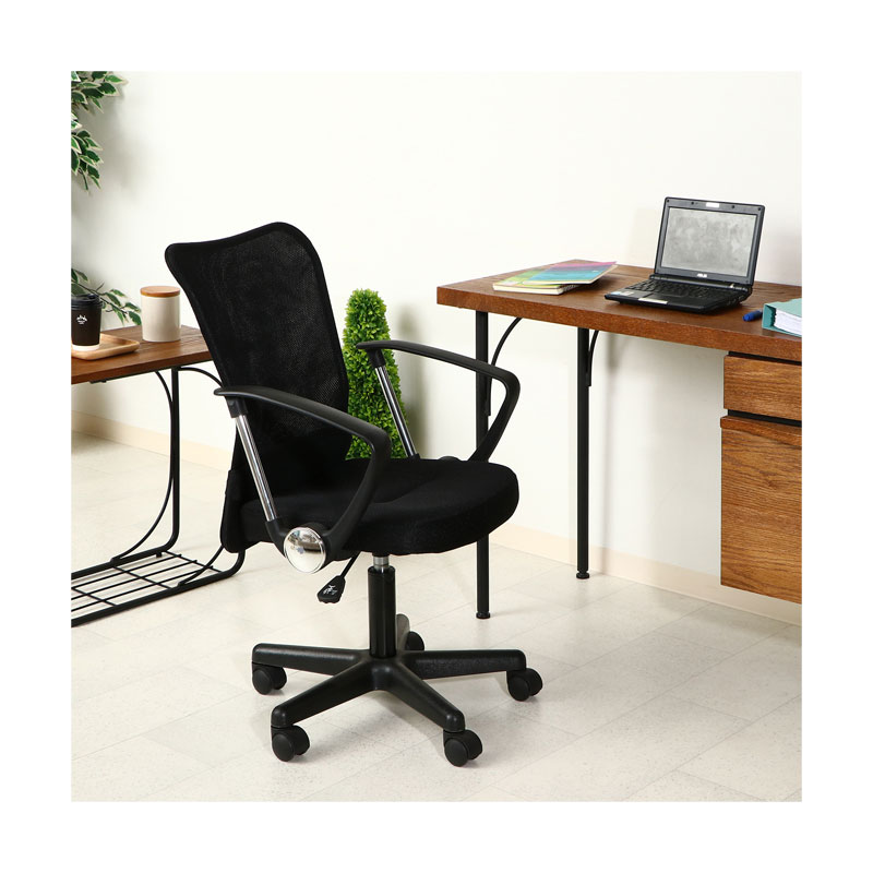 メッシュバックチェアー ハンター 肘付 ＢＫ C/D:90870