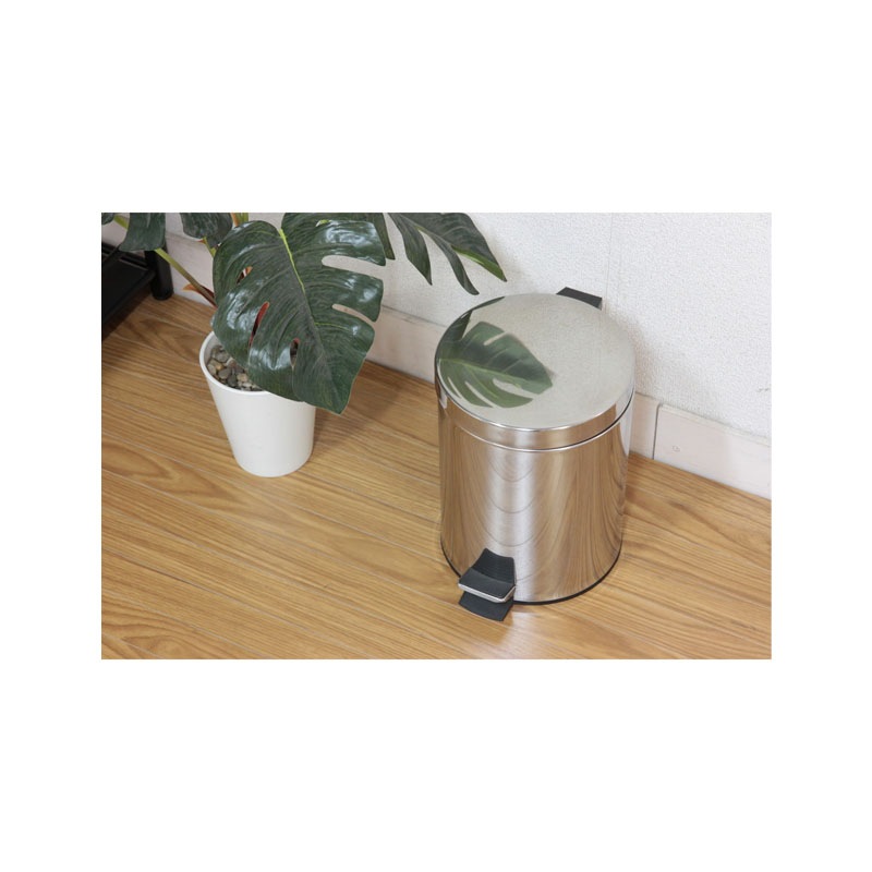 【セット数:4pcs】ステンレス ラウンドペダルペール ５Ｌ [C/D:78831]