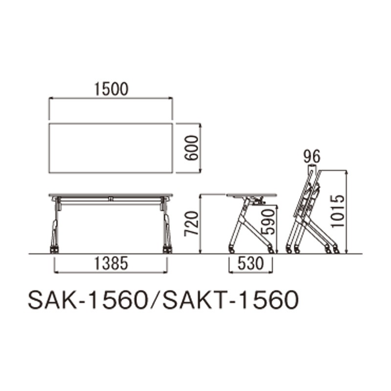 SAKTテーブル(棚付き・パネルなしタイプ)SAKT-1560(M4)
