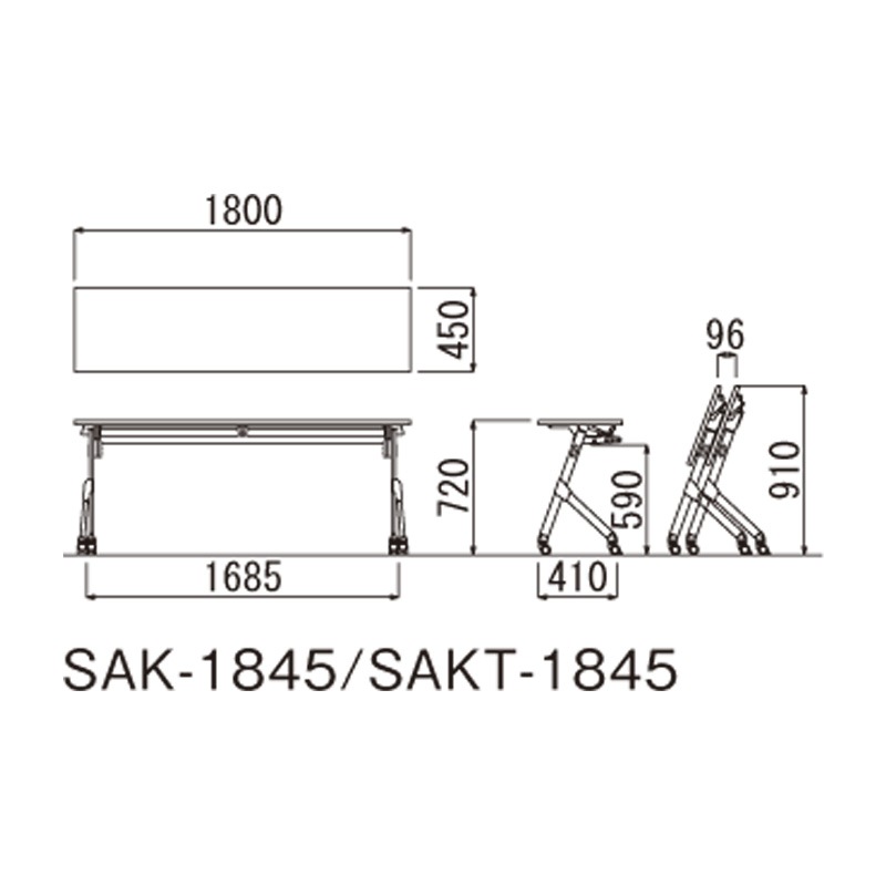 SAKTテーブル（棚付き・パネルなしタイプ）SAKT-1845（M4）