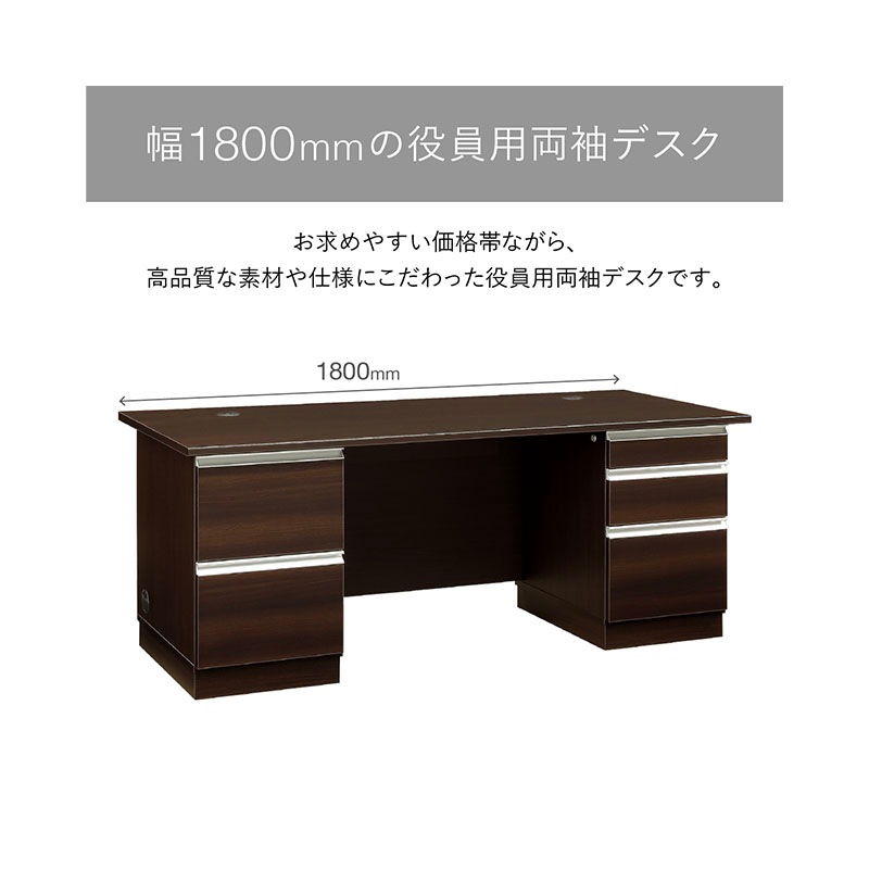 エクティー 国産役員用両袖デスク（W1800×D750×H714）MKG-1875DW