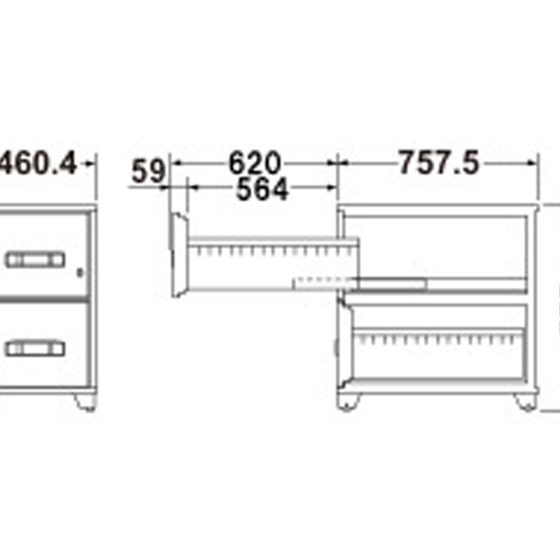 耐火キャビネット EAシリーズ オールロックシリンダー式 2段 EA4-2G