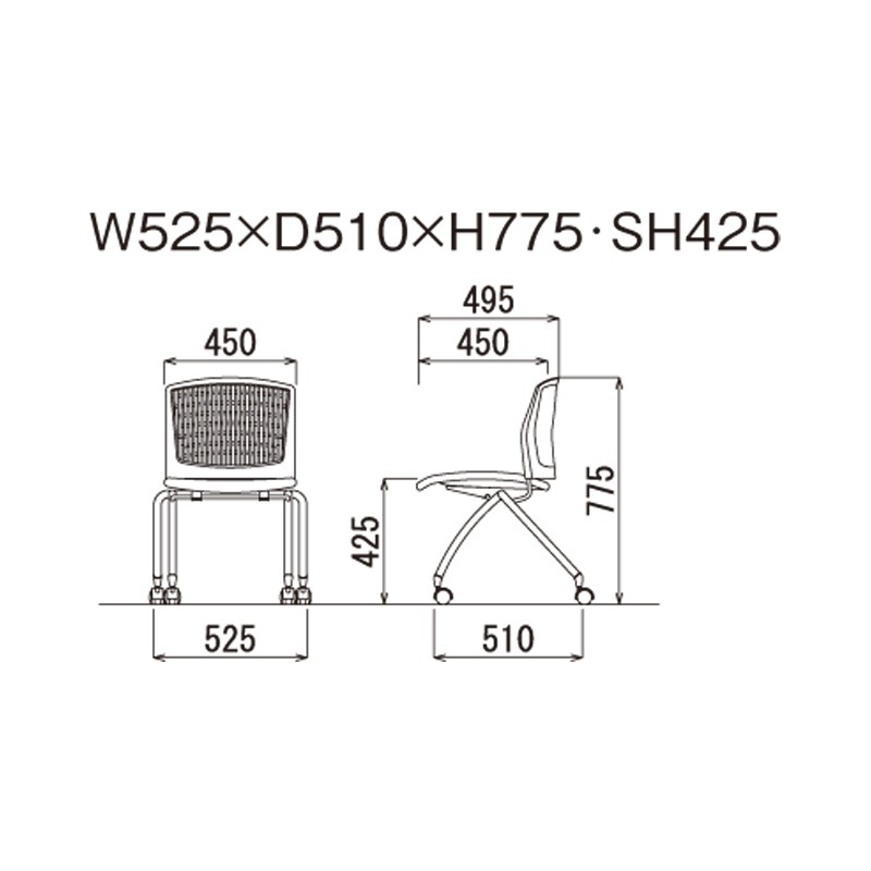 背張りなし肘なし 水平スタックタイプ MC-386W　ホワイトシェル