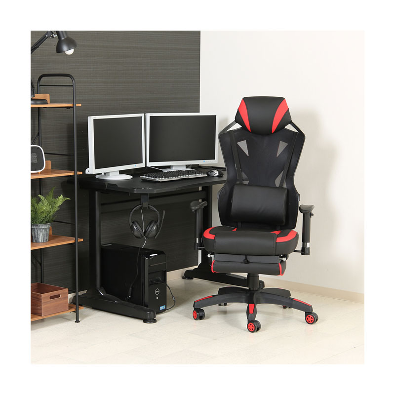 メッシュゲーミングチェア レイズ フットレスト付きＲＤ C/D:19429