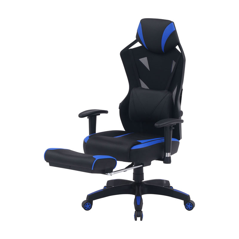 メッシュゲーミングチェア レイズ フットレスト付きＢＬ C/D:19430