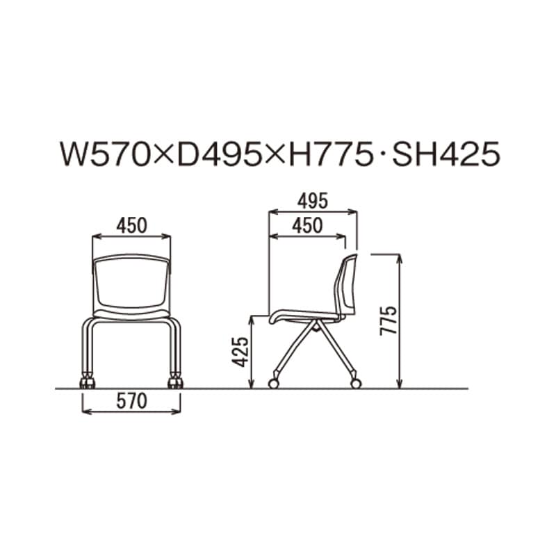 背張り付き肘なし　キャスタータイプ MC-392W　ホワイトシェル