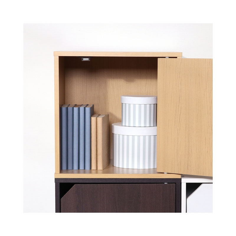 【セット数:2pcs】キューブボックス 扉付 ナチュラル ＣＢ３５ＤＲ（ＮＡ）C/D:81905