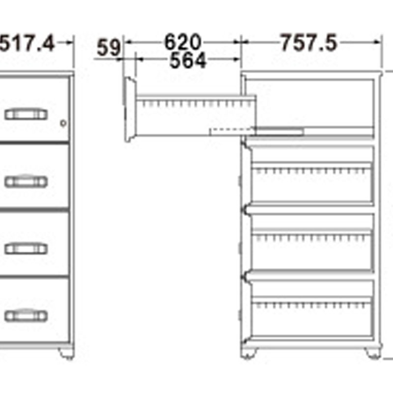 耐火キャビネット EBシリーズ　オールロックシリンダー式 4段 EB4-4G