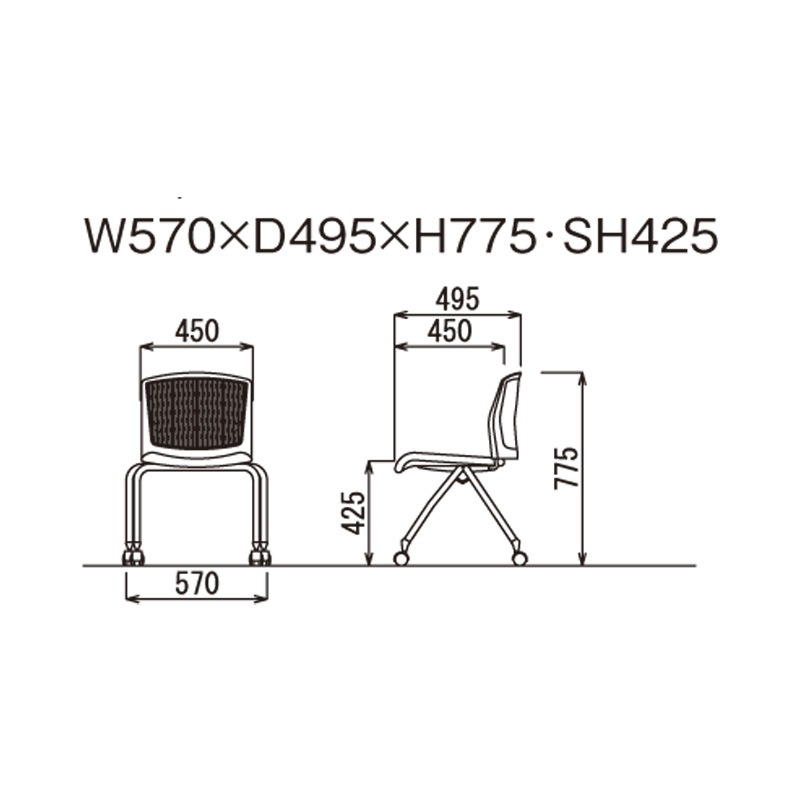 背張りなし肘なし　キャスタータイプ MC-382W　ホワイトシェル