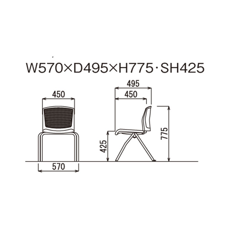 背張りなし肘なしタイプ MC-380G　グレーシェル
