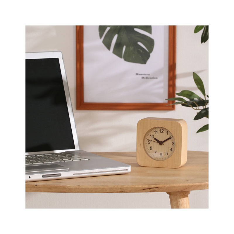 【セット数:6pcs】置時計 ウッド スクエア [C/D:36695][C/D:36696][C/D:36697]
