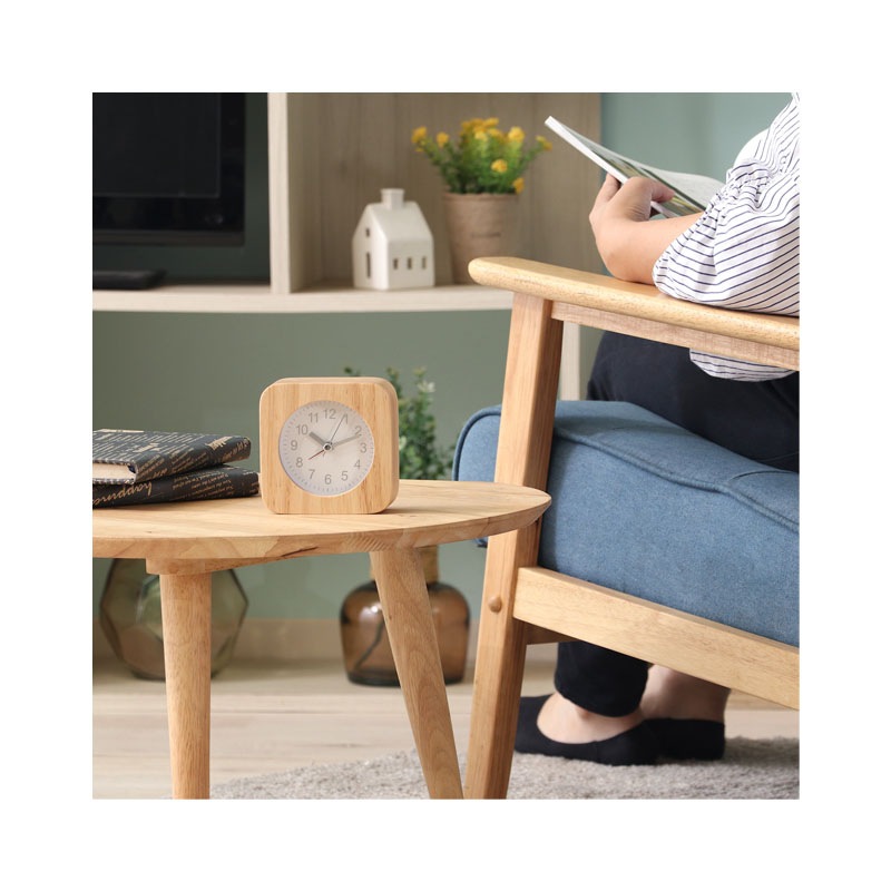 【セット数:6pcs】置時計 ウッド スクエア [C/D:36695][C/D:36696][C/D:36697]