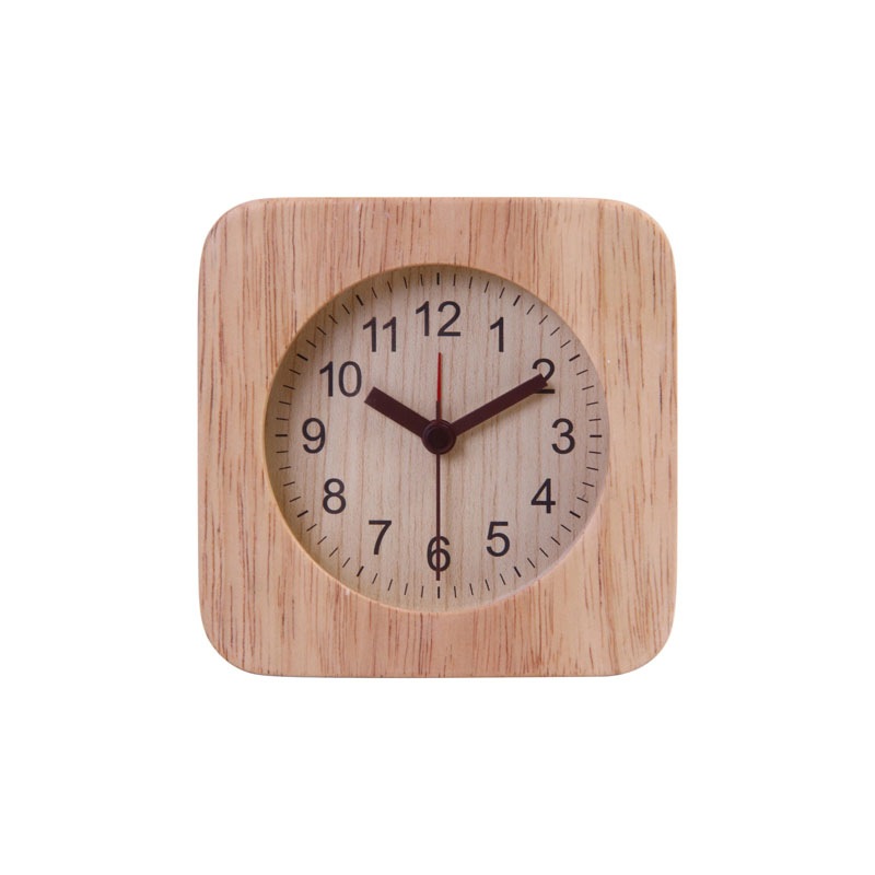 【セット数:6pcs】置時計 ウッド スクエア [C/D:36695][C/D:36696][C/D:36697]