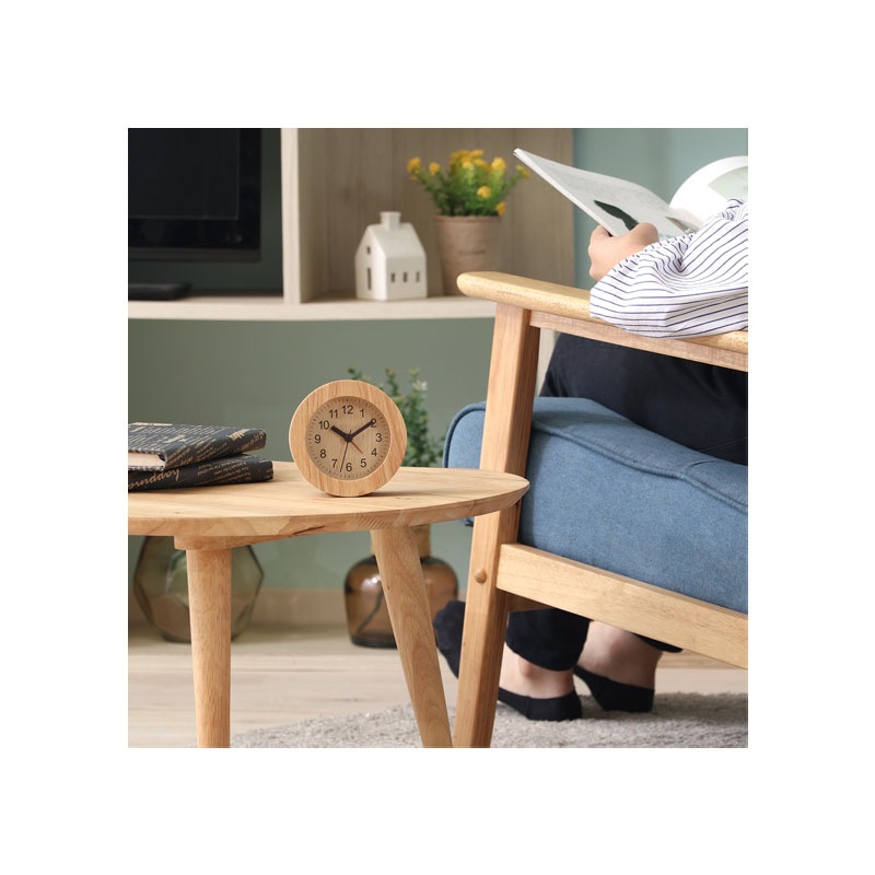 【セット数:6pcs】置時計 ウッド ラウンド [C/D:36698][C/D:36699][C/D:36700]