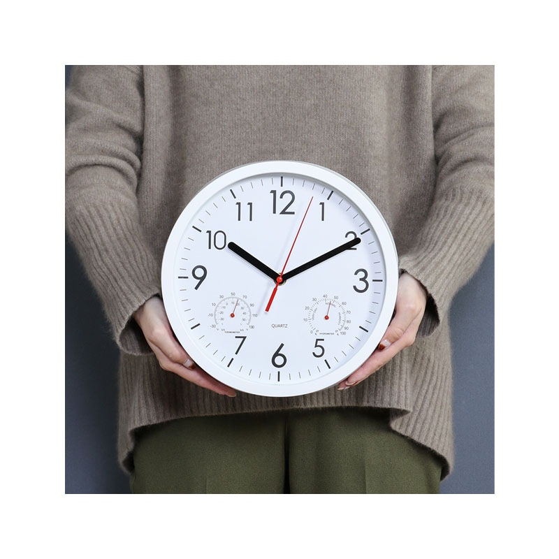 【セット数:6pcs】掛時計 温湿度計付 アーバン ２５ｃｍ [C/D:37860][C/D:37861]