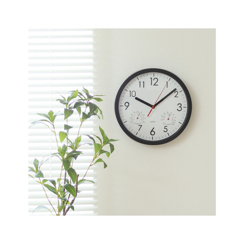 【セット数:6pcs】掛時計 温湿度計付 アーバン ２５ｃｍ [C/D:37860][C/D:37861]